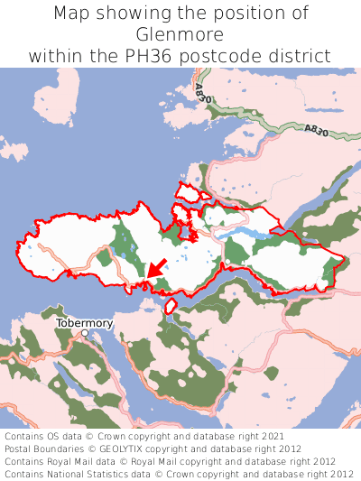 Map showing location of Glenmore within PH36