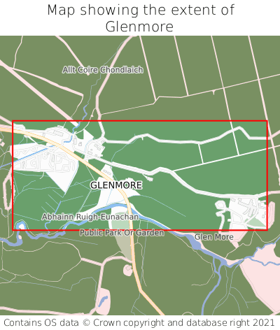 Map showing extent of Glenmore as bounding box