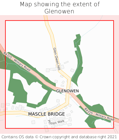 Map showing extent of Glenowen as bounding box
