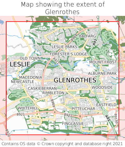 Map showing extent of Glenrothes as bounding box