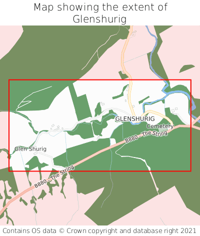 Map showing extent of Glenshurig as bounding box