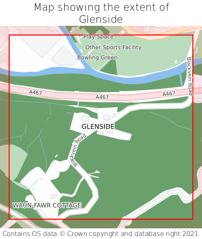 Map showing extent of Glenside as bounding box
