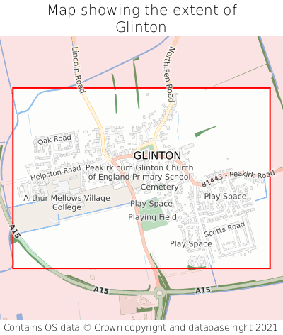 Map showing extent of Glinton as bounding box