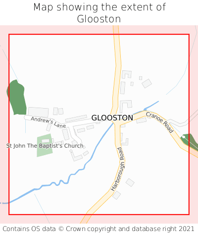 Map showing extent of Glooston as bounding box
