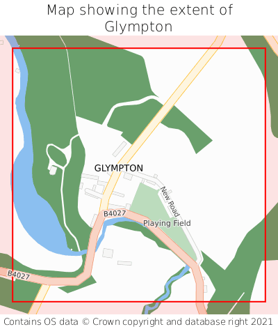 Map showing extent of Glympton as bounding box