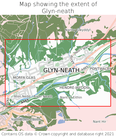 Map showing extent of Glyn-neath as bounding box
