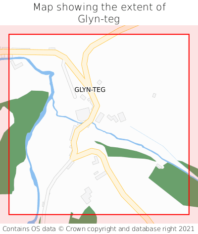 Map showing extent of Glyn-teg as bounding box