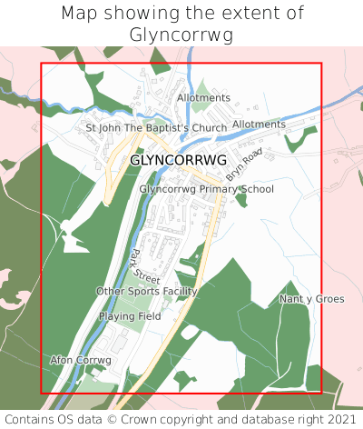 Map showing extent of Glyncorrwg as bounding box