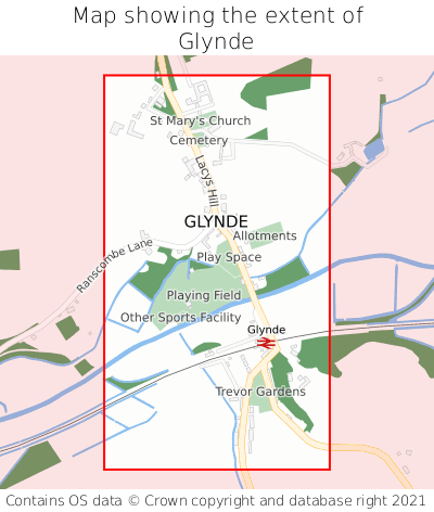 Map showing extent of Glynde as bounding box