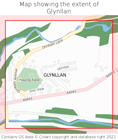 Map showing extent of Glynllan as bounding box