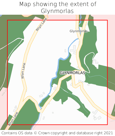 Map showing extent of Glynmorlas as bounding box