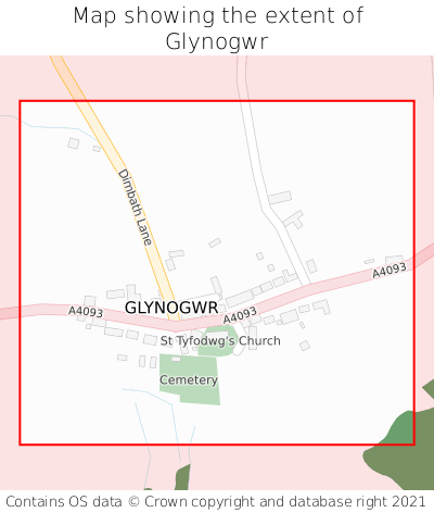 Map showing extent of Glynogwr as bounding box