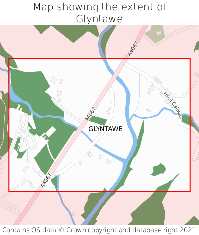 Map showing extent of Glyntawe as bounding box