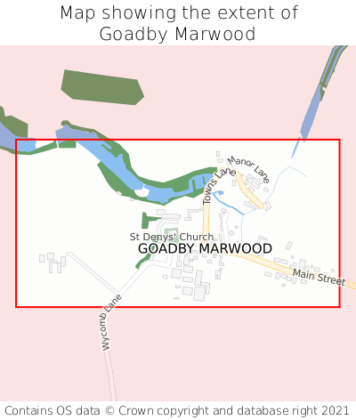 Map showing extent of Goadby Marwood as bounding box
