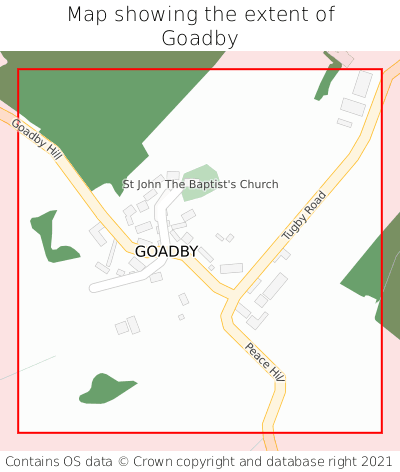 Map showing extent of Goadby as bounding box