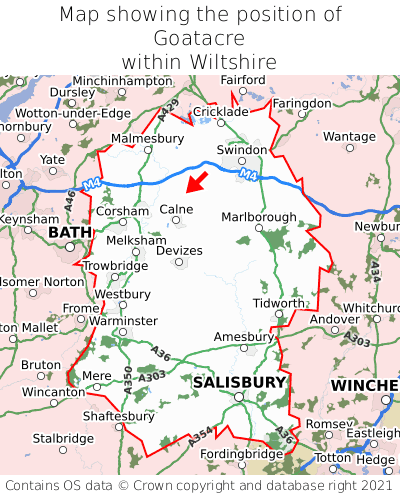 Map showing location of Goatacre within Wiltshire