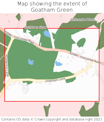 Map showing extent of Goatham Green as bounding box