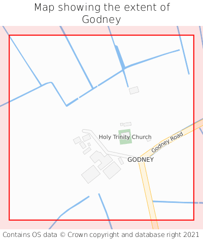 Map showing extent of Godney as bounding box