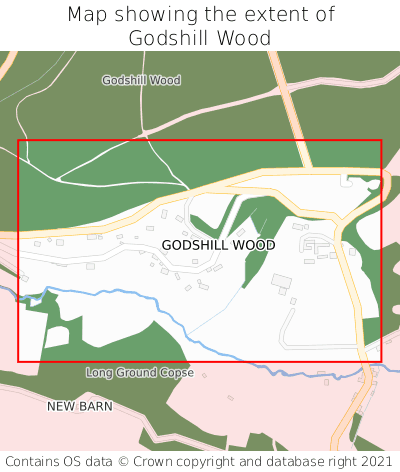 Map showing extent of Godshill Wood as bounding box