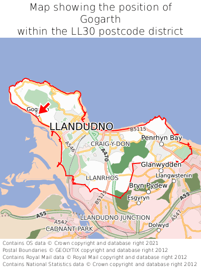 Map showing location of Gogarth within LL30