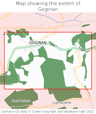 Map showing extent of Goginan as bounding box