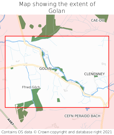 Map showing extent of Golan as bounding box