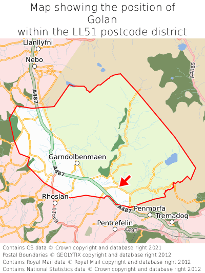Map showing location of Golan within LL51