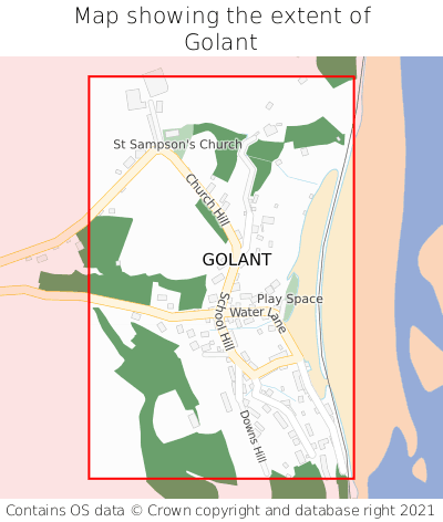 Map showing extent of Golant as bounding box