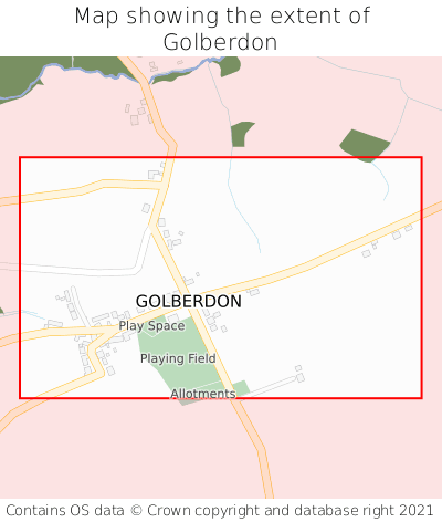 Map showing extent of Golberdon as bounding box