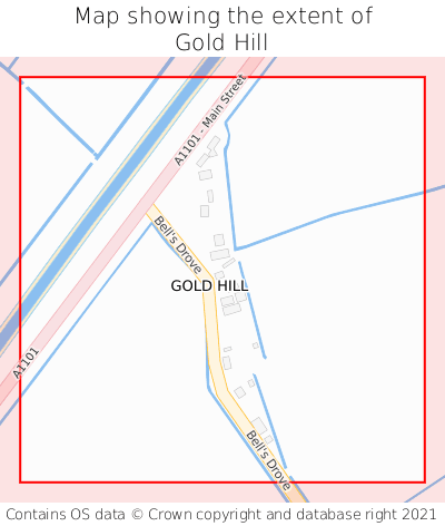 Map showing extent of Gold Hill as bounding box