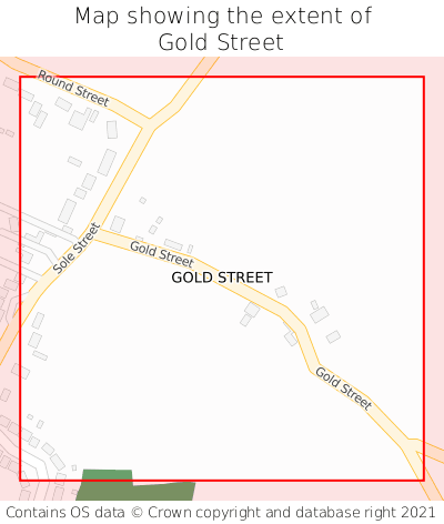 Map showing extent of Gold Street as bounding box