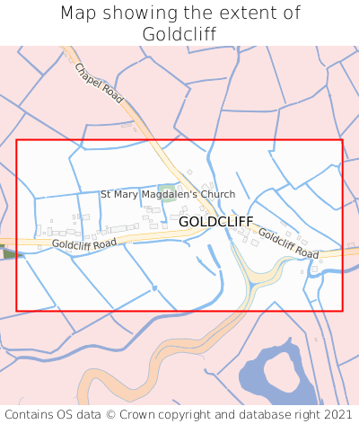 Map showing extent of Goldcliff as bounding box