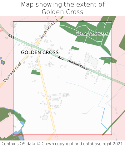 Map showing extent of Golden Cross as bounding box
