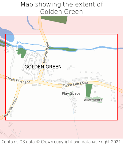 Map showing extent of Golden Green as bounding box