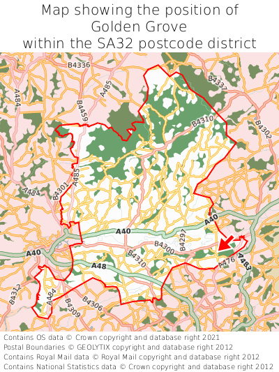 Map showing location of Golden Grove within SA32