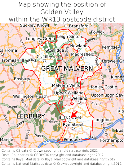 Map showing location of Golden Valley within WR13