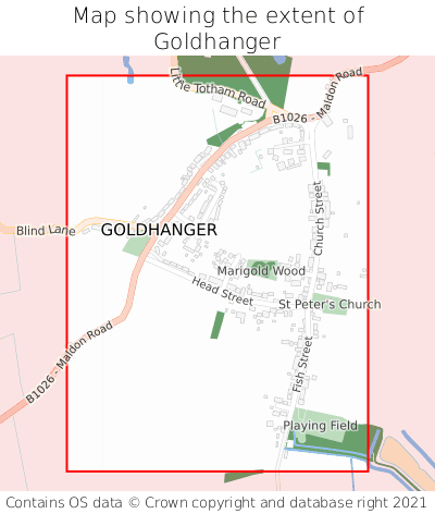 Map showing extent of Goldhanger as bounding box