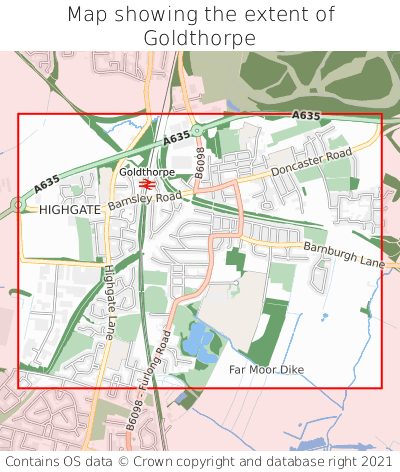 Map showing extent of Goldthorpe as bounding box