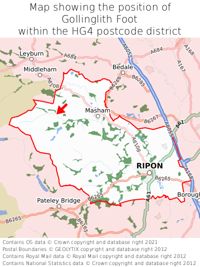 Map showing location of Gollinglith Foot within HG4