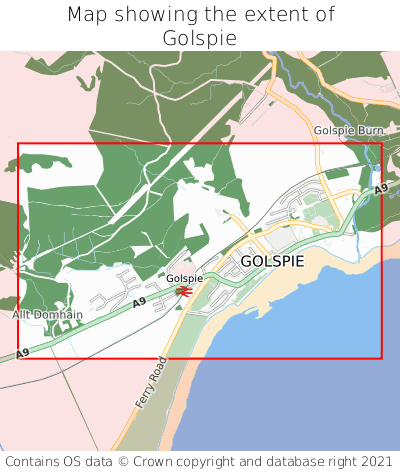 Map showing extent of Golspie as bounding box