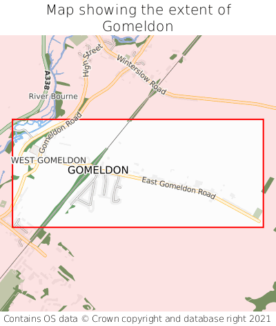 Map showing extent of Gomeldon as bounding box
