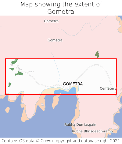 Map showing extent of Gometra as bounding box
