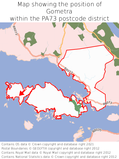 Map showing location of Gometra within PA73