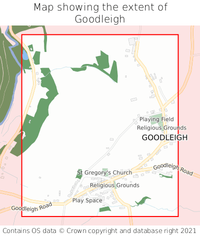 Map showing extent of Goodleigh as bounding box