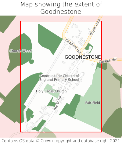 Map showing extent of Goodnestone as bounding box