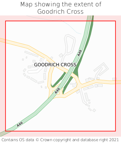 Map showing extent of Goodrich Cross as bounding box