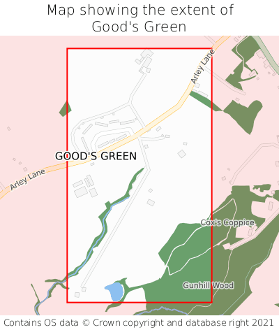 Map showing extent of Good's Green as bounding box