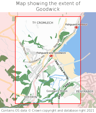 Map showing extent of Goodwick as bounding box