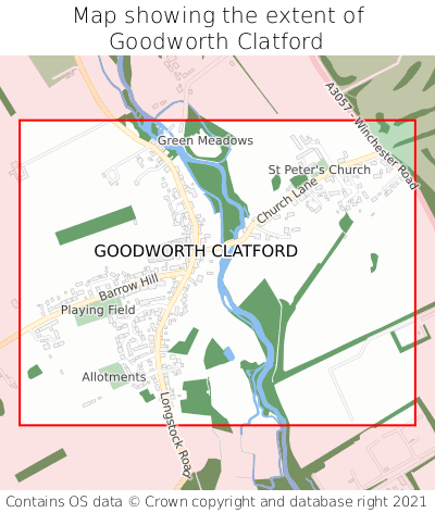 Map showing extent of Goodworth Clatford as bounding box