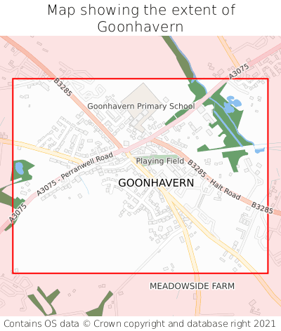 Map showing extent of Goonhavern as bounding box
